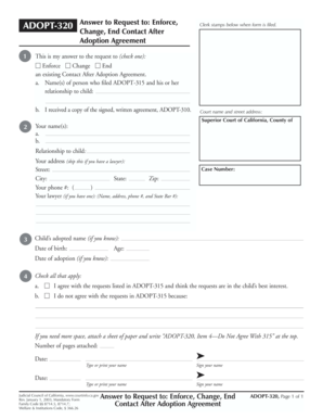 Answer to Request to Enforce Change End Contact After Adoption Agreement