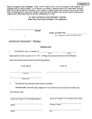 Complaint Against Social Security Administration