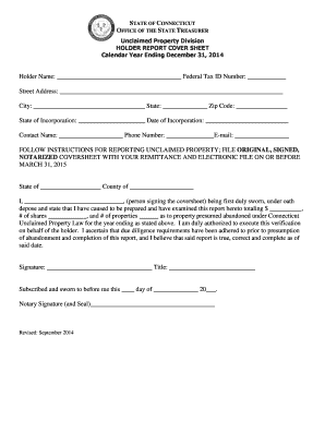 Connecticut Unclaimed Property Holder Report