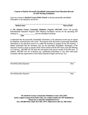 Consent to Disclose Education Records for IEP Meeting