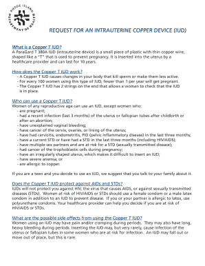 Request for Intrauterine Copper Device (IUD)