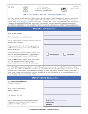 Michigan Unemployment Claim Form