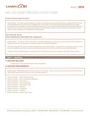 High-Pressure Decorative Laminate Specification Form