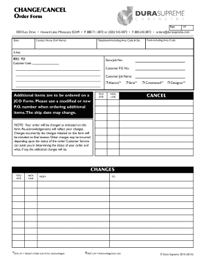 Change/Cancel Order Form