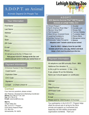 A.D.O.P.T. Animal Adoption Form