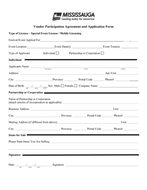 Vendor Participation Agreement and Application Form