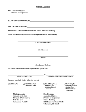 Florida Articles of Amendment