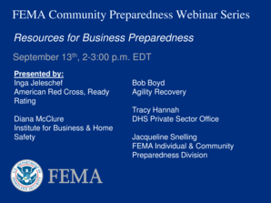 Sample american red cross - The Community Preparedness Webinar Series - Federal Emergency ... - fema