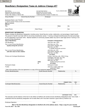 Beneficiary Designation Form 457