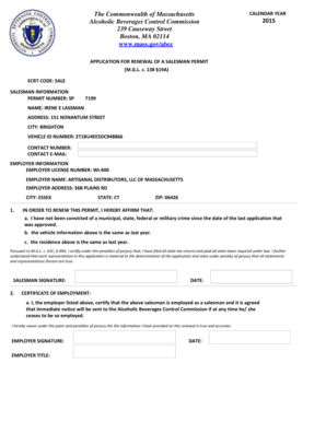 Massachusetts Salesman Permit Renewal Application