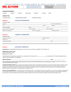 DCRA Vendor Employee Badge Application