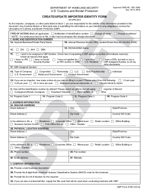 CBP Form 5106 Importer Identity Form