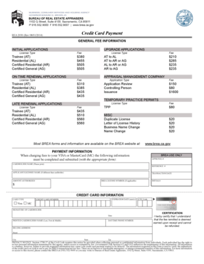 REA 2030 Credit Card Payment Form