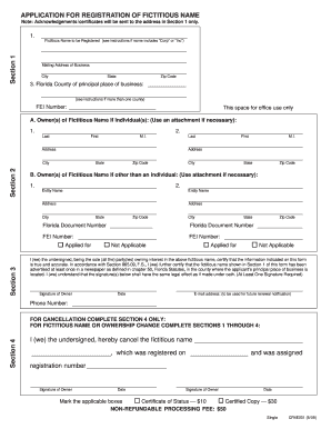Florida Fictitious Name Registration Form