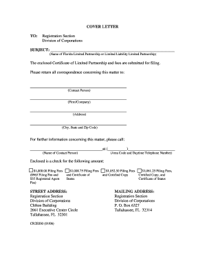 Florida Certificate of Limited Partnership