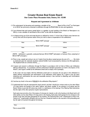 Request and Agreement to Arbitrate