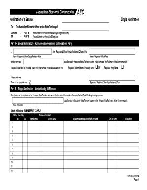 Australian Senator Nomination Form