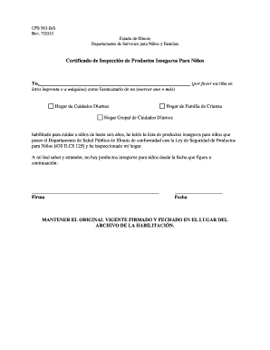 Certificado de Inspección de Productos Inseguros Para Niños