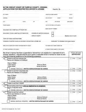 Virginia Restricted Driver's License Application