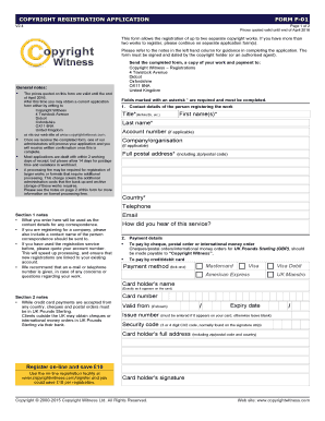 UK Copyright Registration Application Form