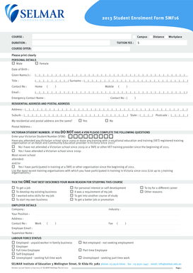 2013 Student Enrolment Form