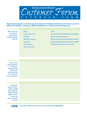 California Procurement Feedback Form
