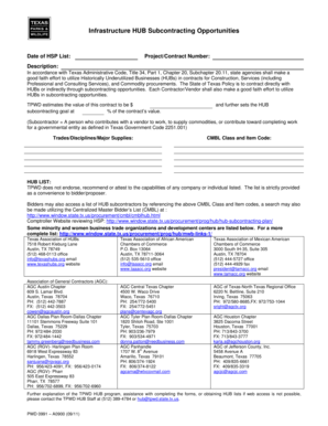 Texas HUB Subcontracting Opportunities Form