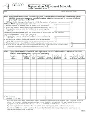 New York State Depreciation Adjustment Schedule