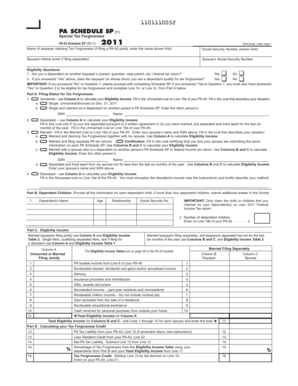 PA-40 Schedule SP Tax Forgiveness Form