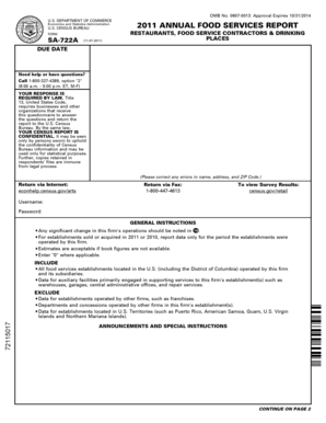 US Census Bureau 2011 Annual Food Services Report