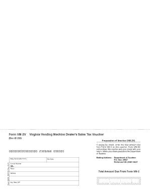 Virginia Vending Machine Dealer’s Sales Tax Voucher
