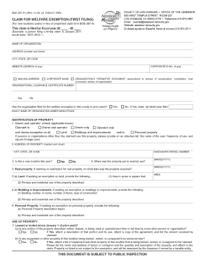 California Welfare Exemption Claim Form
