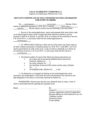 Bankruptcy Motion Certificate