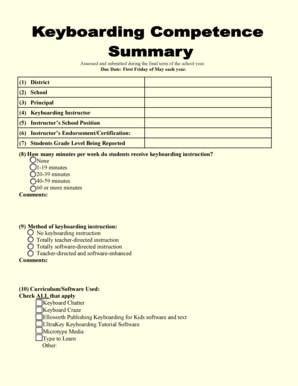 Keyboarding Instruction Report Form