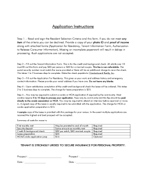 Resident Selection Criteria and Application