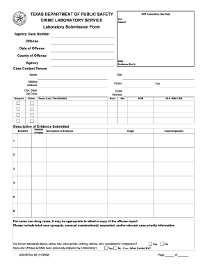 Texas Crime Laboratory Submission Form