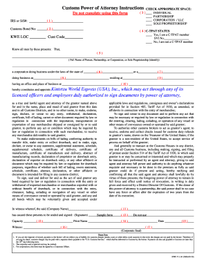 US Customs Power of Attorney Form