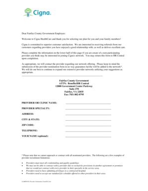Cigna Provider Nomination Form