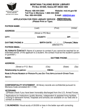 Montana Talking Book Library Application