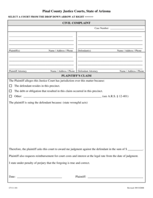 Arizona Civil Complaint and Summons