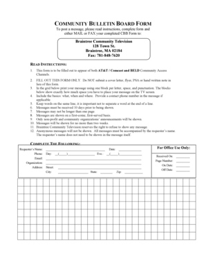 Community Bulletin Board Form