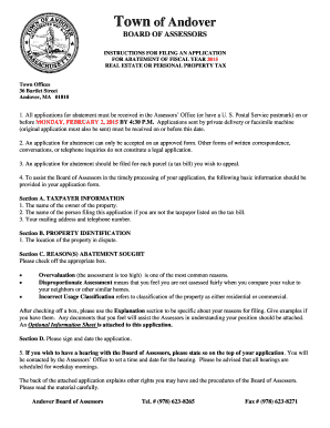 Massachusetts Real Property Tax Abatement Application