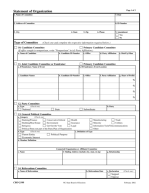 Statement of Organization CRO-2100
