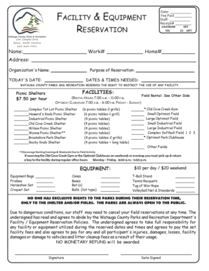 Watauga County Parks Facility Reservation Form