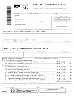 New York City Corporation Activities Report
