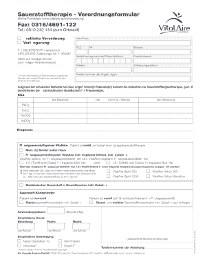 Sauerstofftherapie - Verordnungsformular