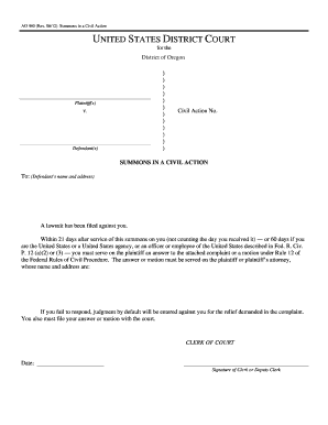 US Civil Action Summons