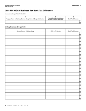 Michigan Business Tax Book-Tax Difference Form 4593