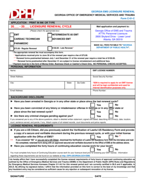 Georgia EMS Licensure Renewal Form