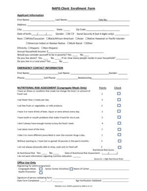 NAPIS Client Enrollment Form